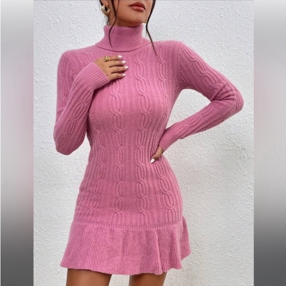 Shein L Pink Sweater Dress 0014 - Picture 2 of 9